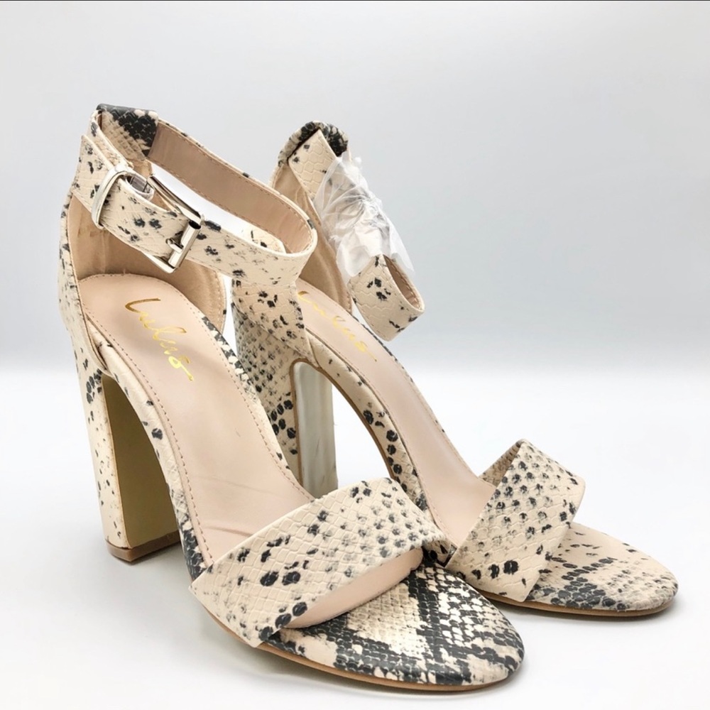 Lulu’s Taylor Ankle Strap Heel in Snake Print - Picture 1 of 10